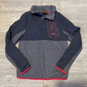 Girls Under Armour ColdGear Steel Blue Pullover 3/4 Button Up Youth Size Medium